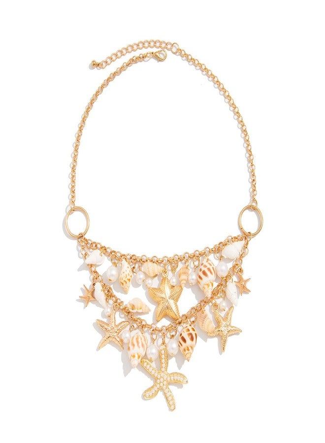 nylry Seashell Necklace for Women Gold Layered Sea Shell Necklace Boho Summer Beach Necklaces for Women Adjustable Pearl Conch Starfish Necklaces Vacation Coastal Beachy Jewelry Outfits Accessories-1 - Image 1